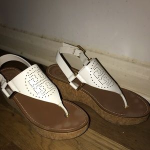 White Tory Burch wedge sandals! Super cute!